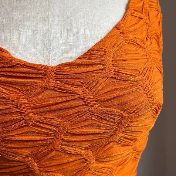 Zara Orange Textured V Neck Mini Dress Size Small - Picture 5 of 10